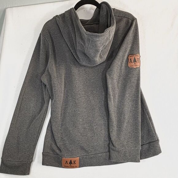 Alaska Chicks Company Hoodie Charcoal Gray Pullover Button Accents - Picture 5 of 12
